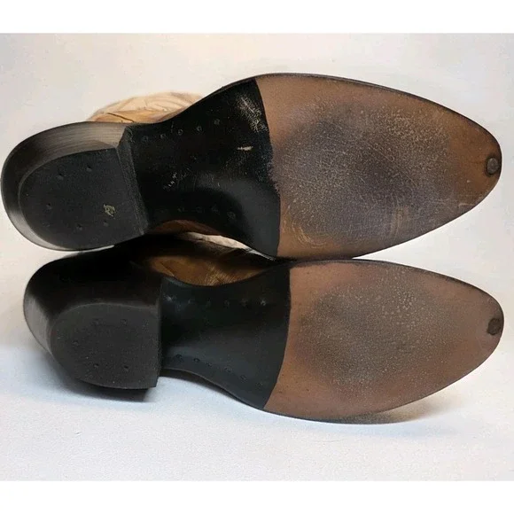 Womens Size 6 B Olathe Exotic Eel Skin Brown Leather Western Cowboy Boots - Picture 9 of 16